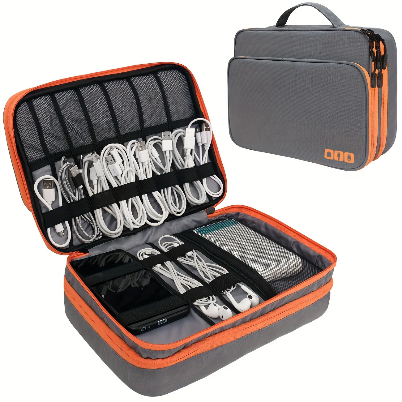 Tech Accessories Case - Portable Waterproof Multi-Layer Cable Organizer Bag