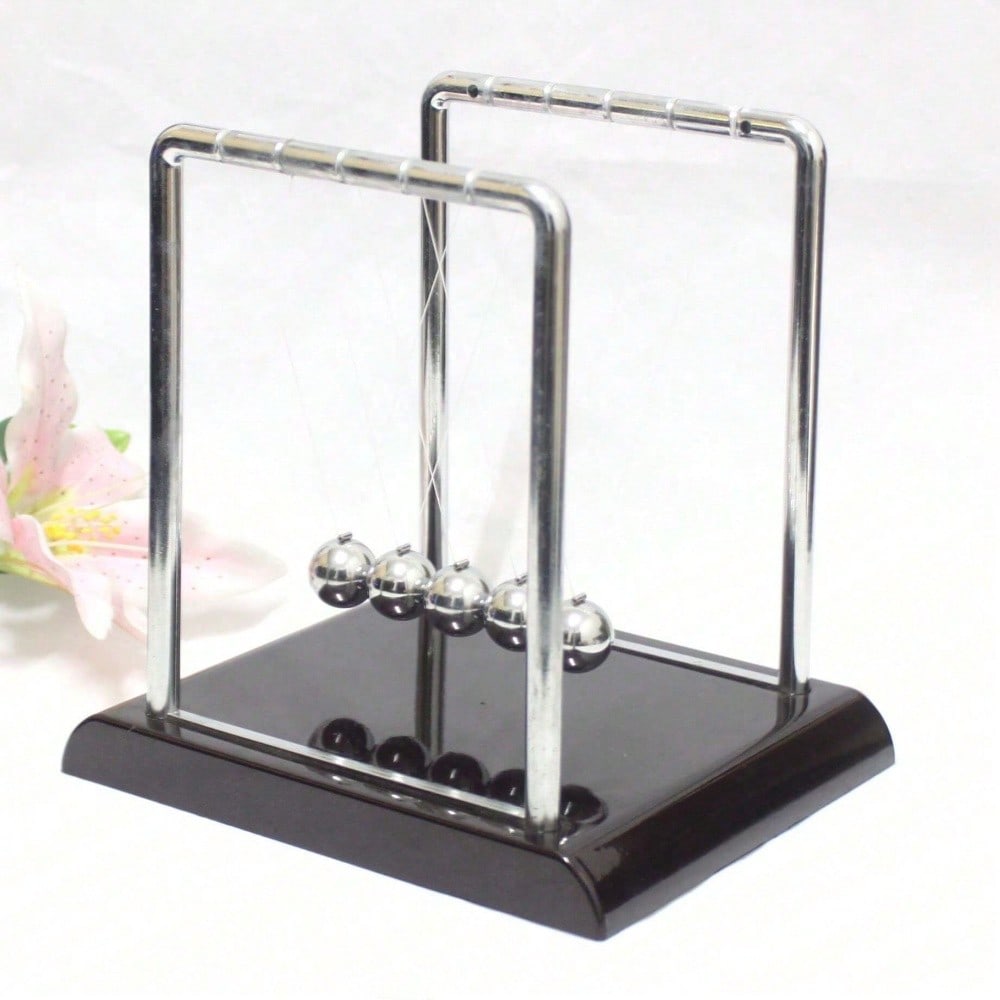 Tech Office Accessories - Black Metal Newton's Cradle Balance Toy