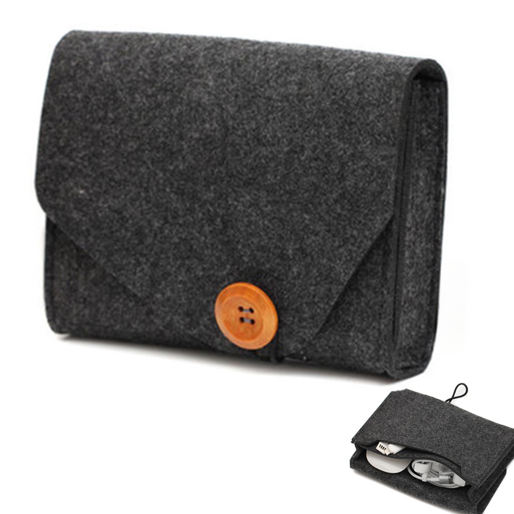 Tech Accessories Case - Portable Felt Storage Bag Outdoor Travel