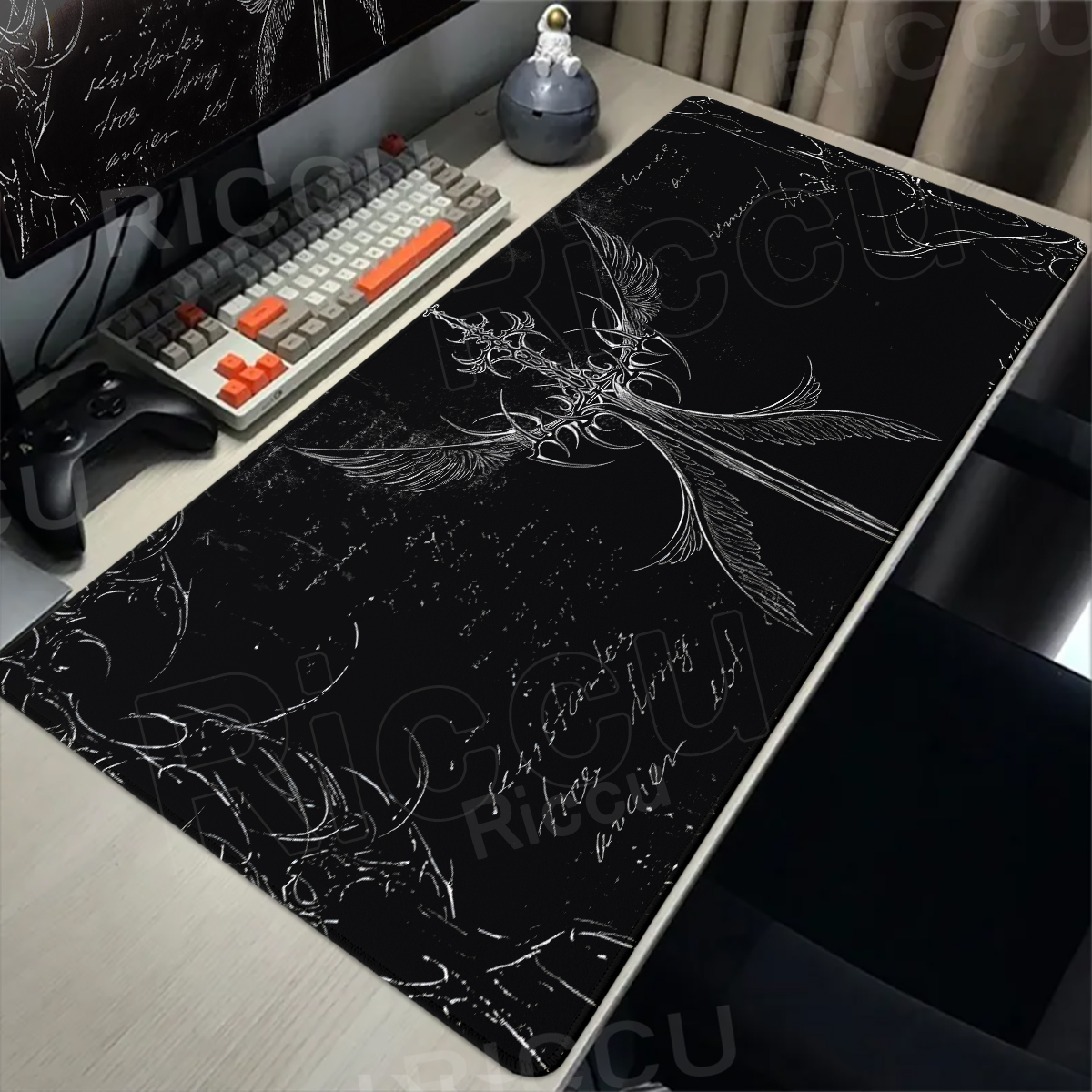 Tech Accessories Desk - Cool Sword Art Desk Mat Large