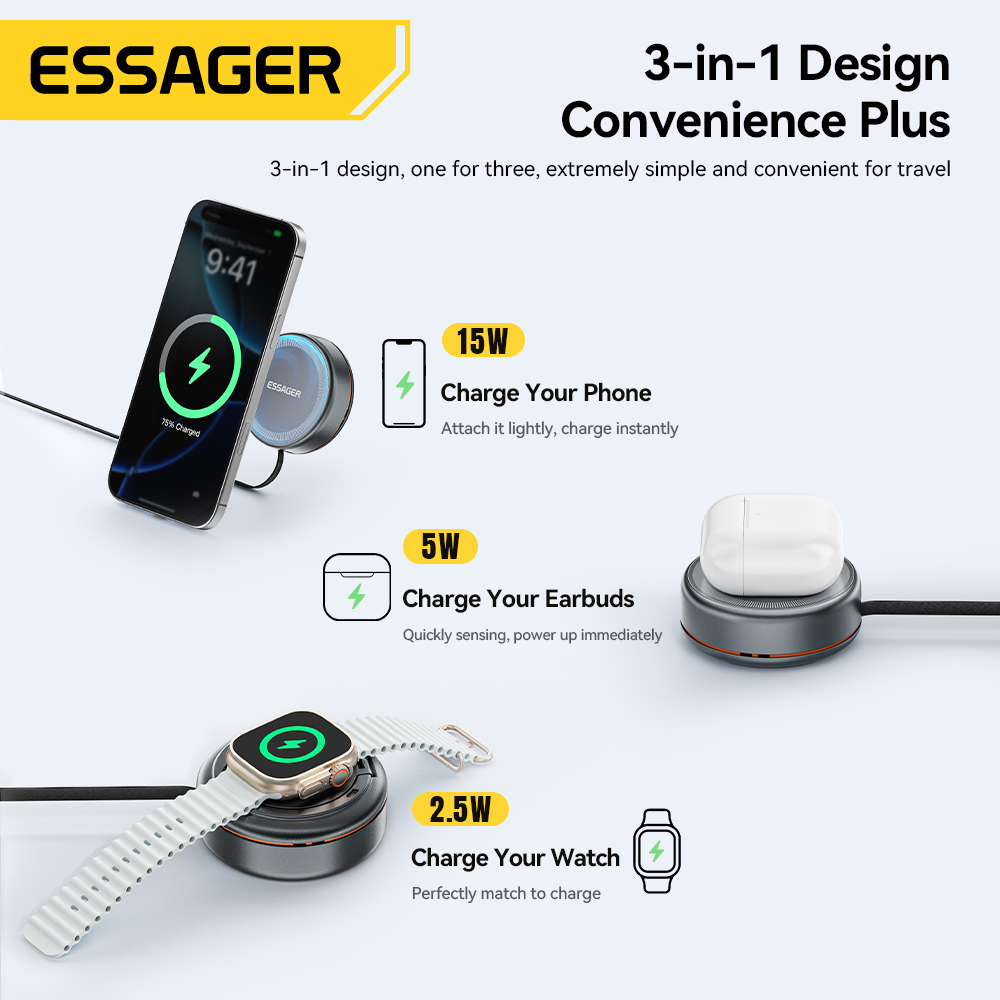 Essager 15W 3 in 1 Magnetic Wi - Wireless Charger 3 In 1 review and price